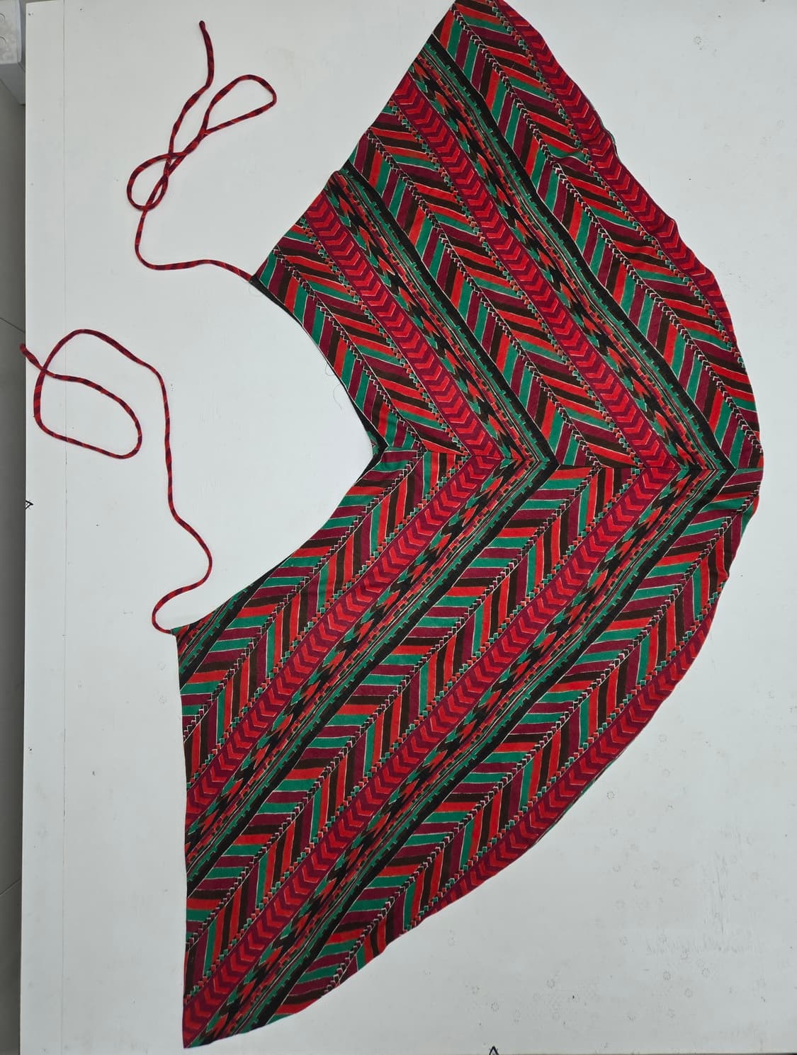 이세이미야케 랩 패턴 A라인 스커트 레드/그린 상품이미지3