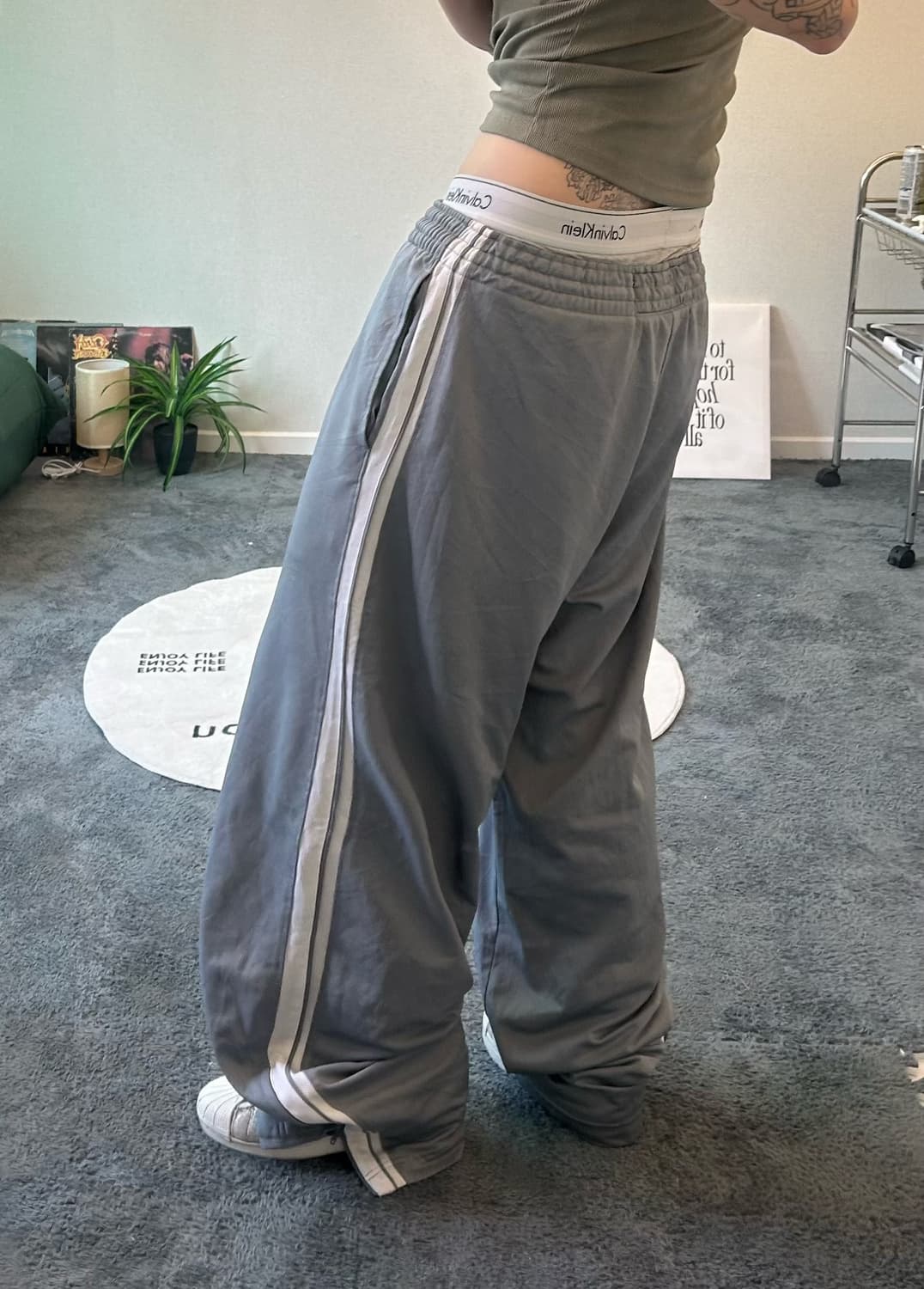 90s NIKE 올드스쿨 베스킷볼 그레이 져지트랙팬츠 상품이미지2