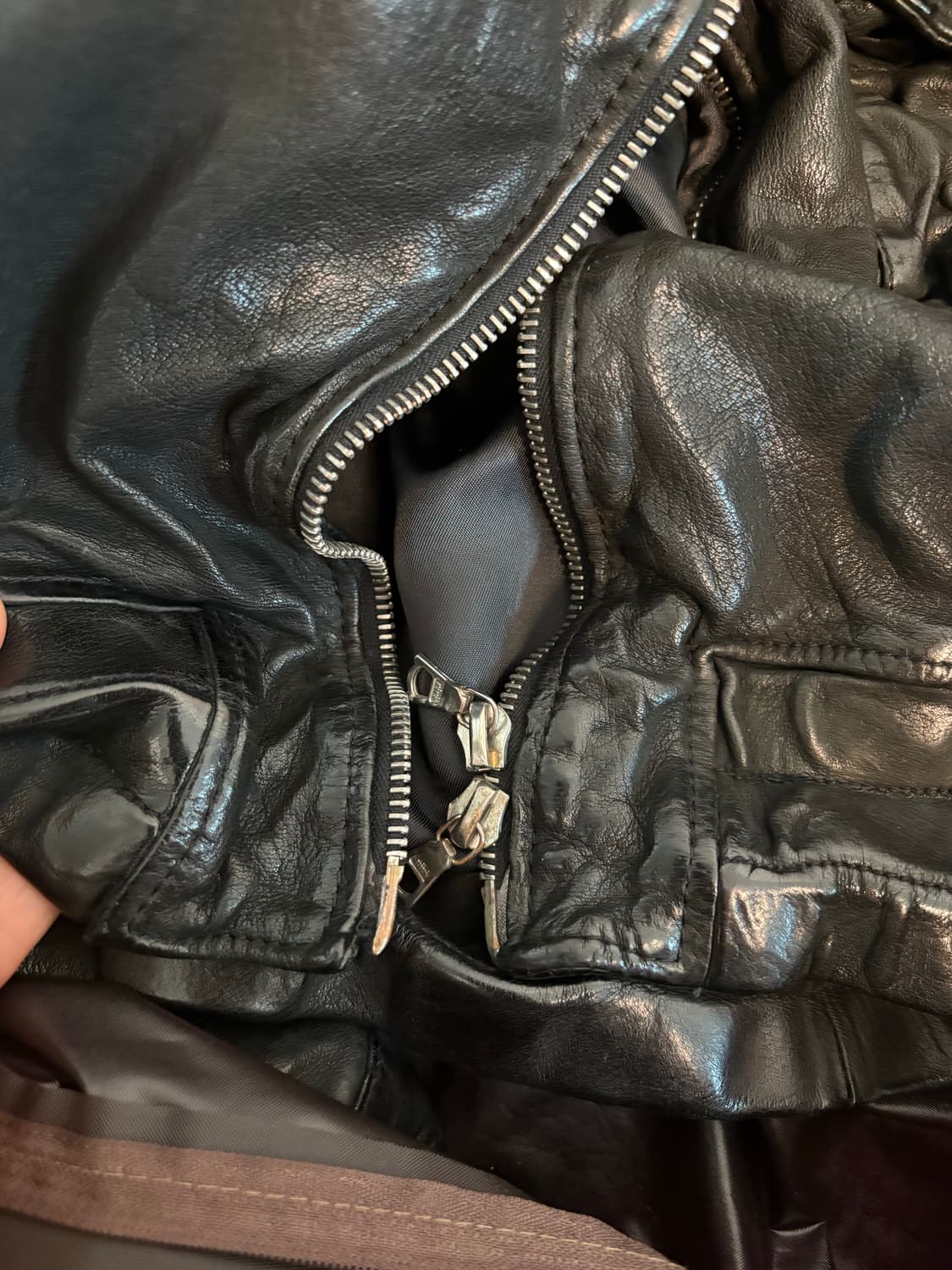 닐바렛 물소가죽  블랙 가죽자켓(M) 상품이미지7