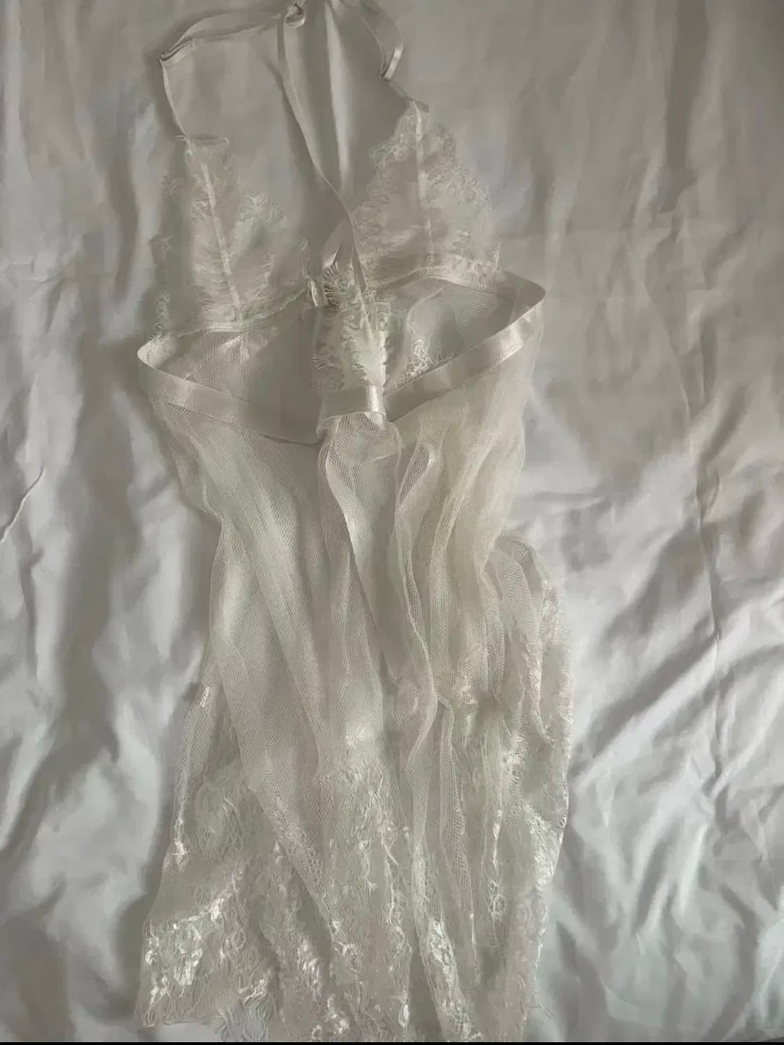 빈티지 갸루 모리 레이어드 슬립원피스 화이트 상품이미지3