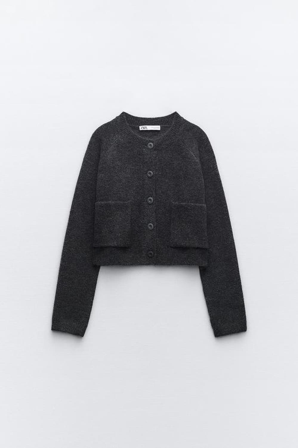 자라 니트 크롭 재킷 차콜 M 상품이미지1