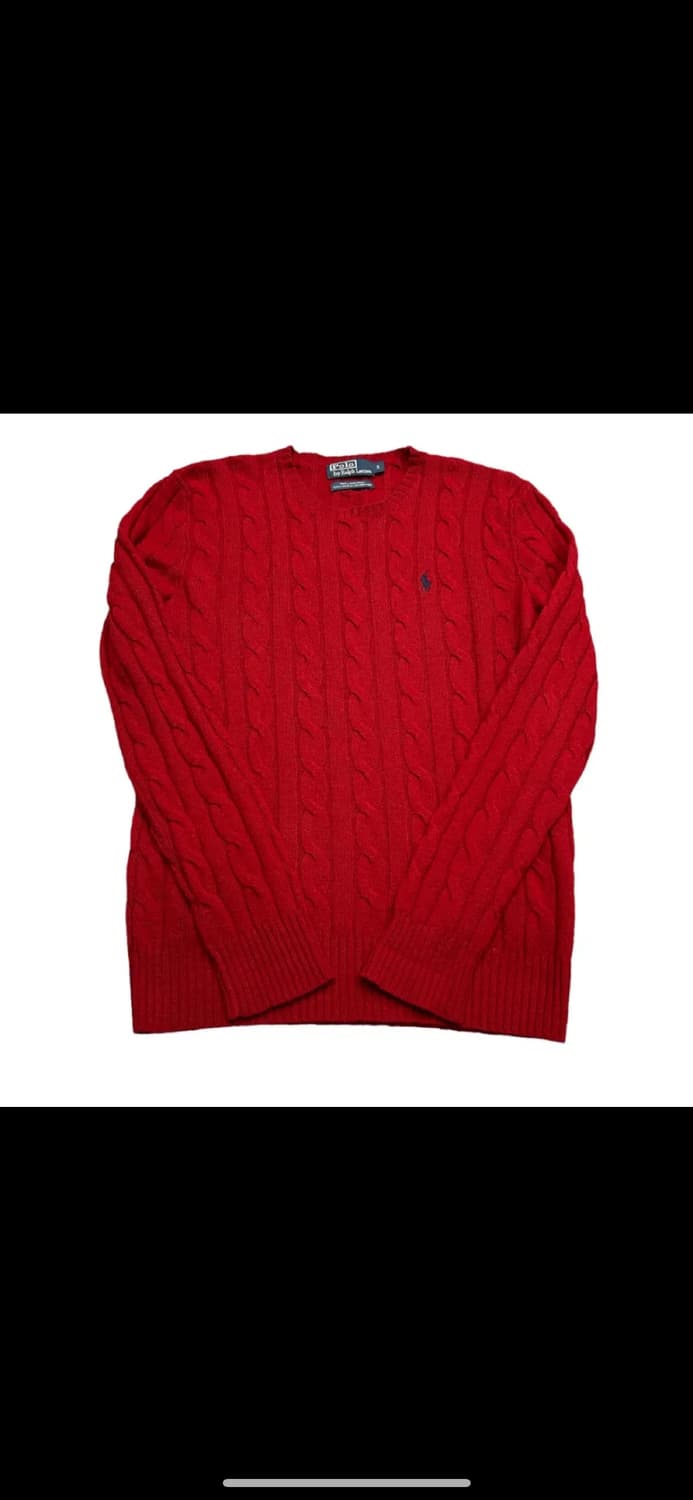 폴로 랄프로렌 네이비포니 레드 꽈배기 니트 상품이미지1