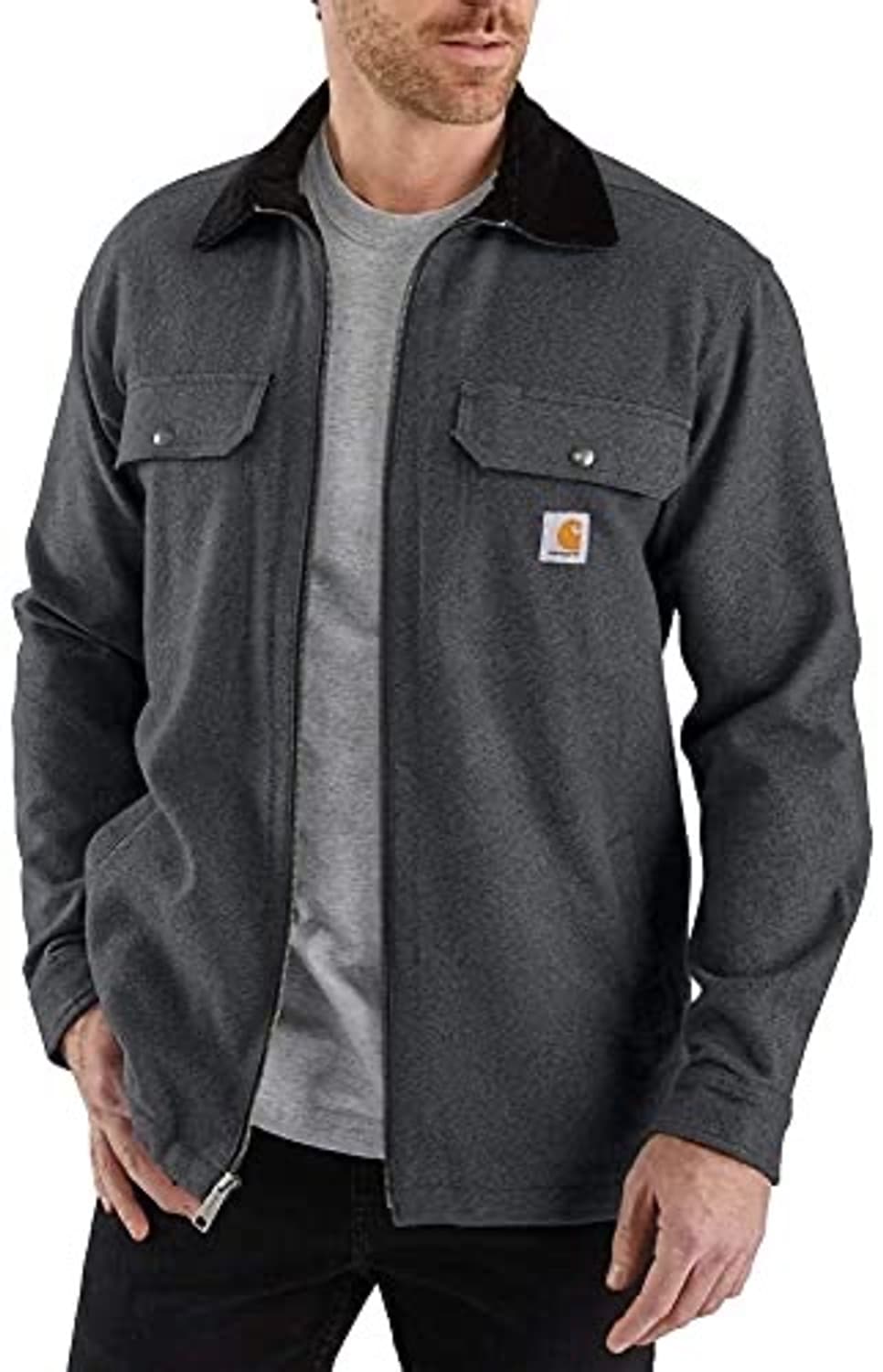 칼하트 기모 워크 자켓 차콜 다크그레이 블랙 골덴 코듀로이 카라 S 90 상품이미지3