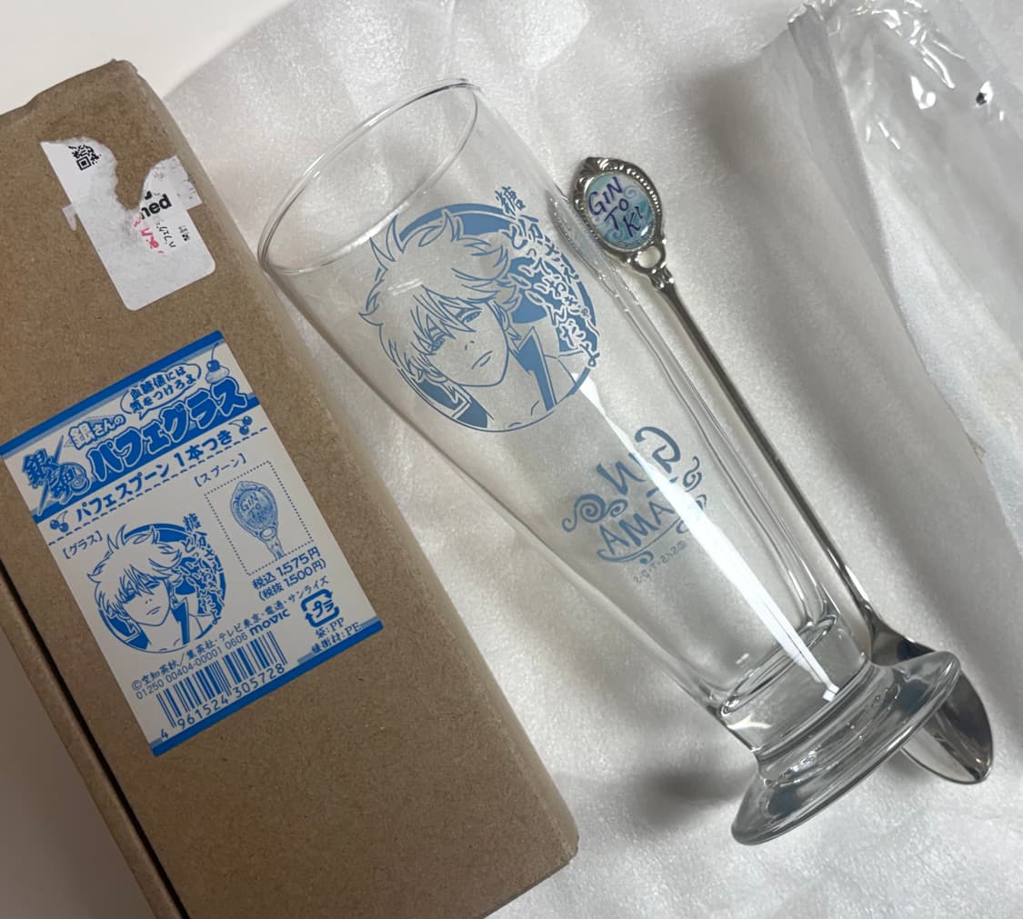 은혼 고전 굿즈 긴토키 파르페 글라스 잔 + 티 스푼 세트 상품이미지1