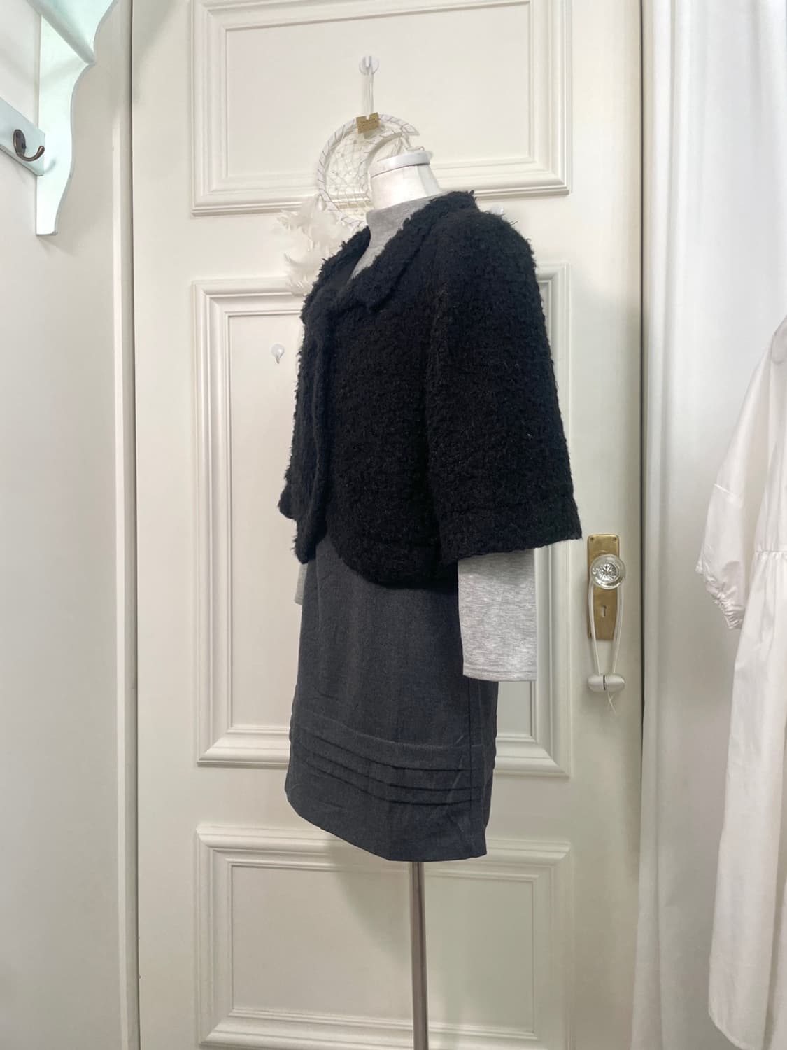 black boucle cute mini cape(size-L) 상품이미지3