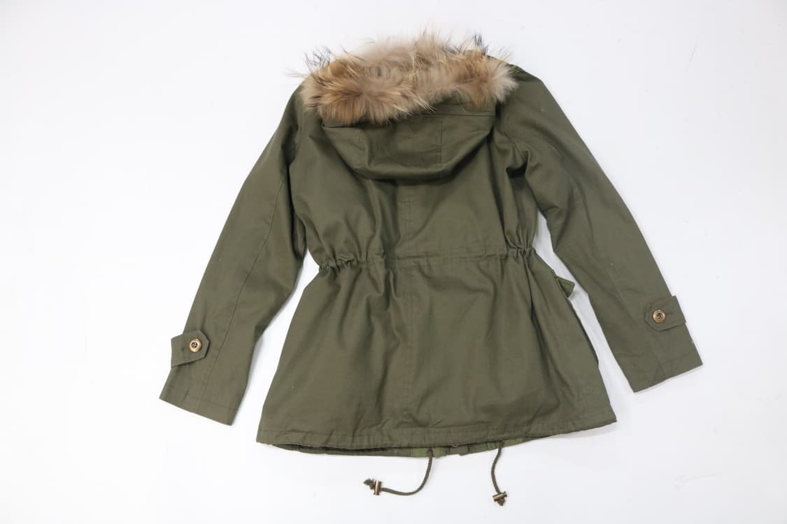 빈티지 카키 라쿤 퍼 후드 보아 안감 야상 점퍼 상품이미지7