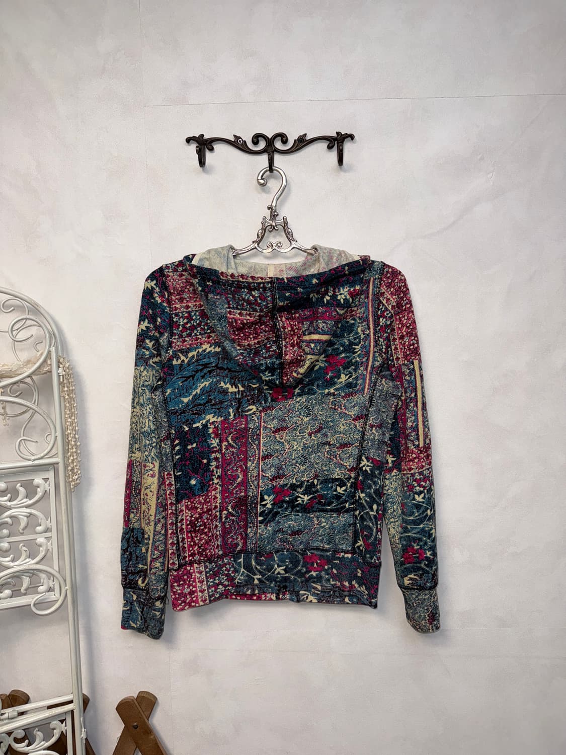 Pink blue oriental pattern cotton 후드집업 상품이미지5