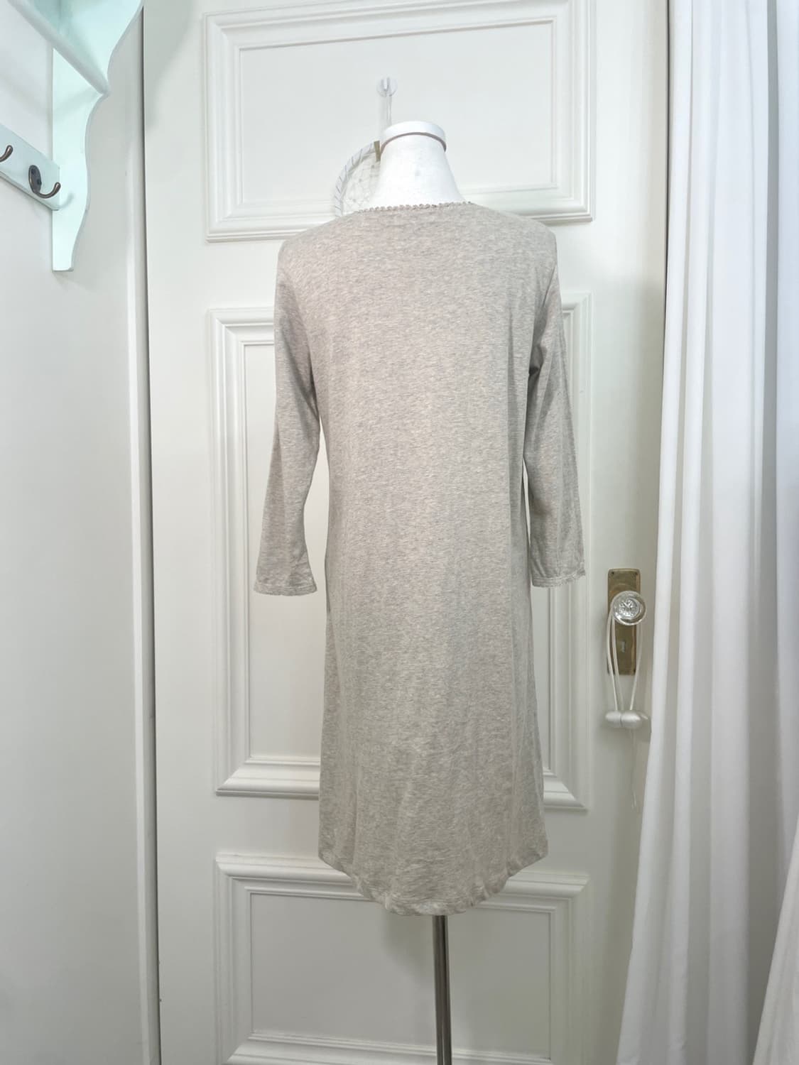 gray oatmeal lace trim cotton opc 상품이미지3