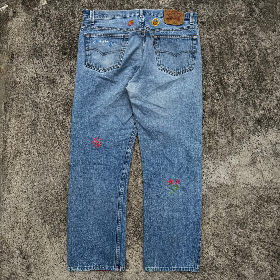 [34] 90s 리바이스 501 자수 커스텀 데님 팬츠 상품이미지2