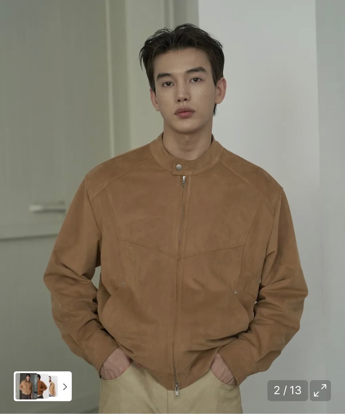 스페로네 차이나 커브드 스웨이드 블루종 (카멜) 상품이미지1
