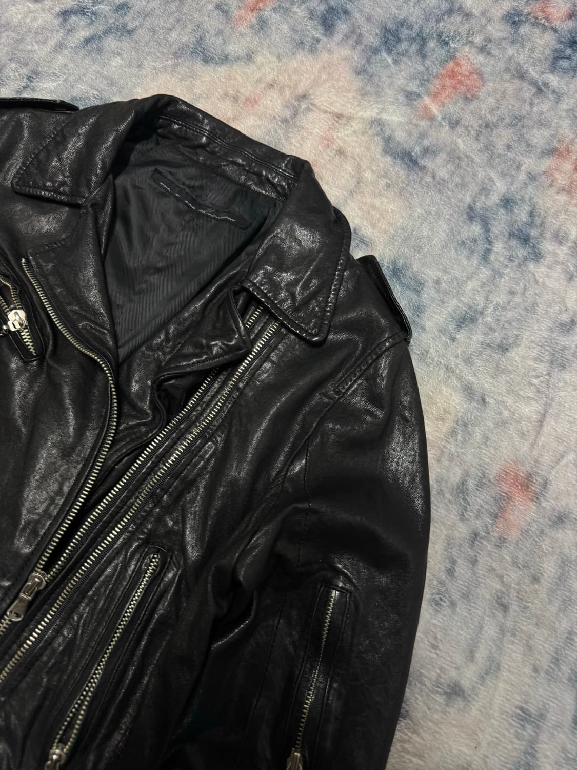 Unknown vegetable lamb skin rider jacket 상품이미지4