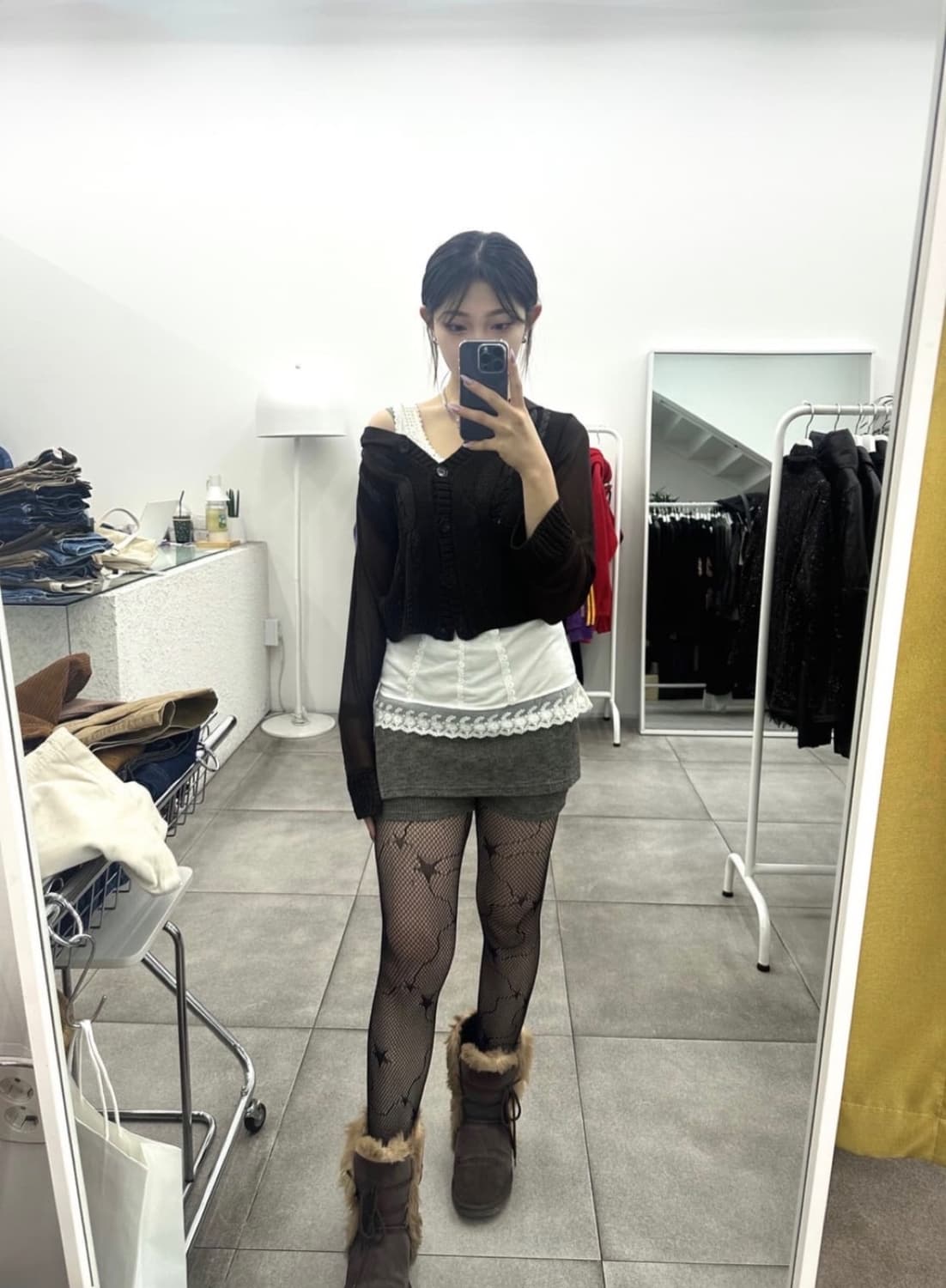 빈티지 시스루 니트 후디 가디건 상품이미지4