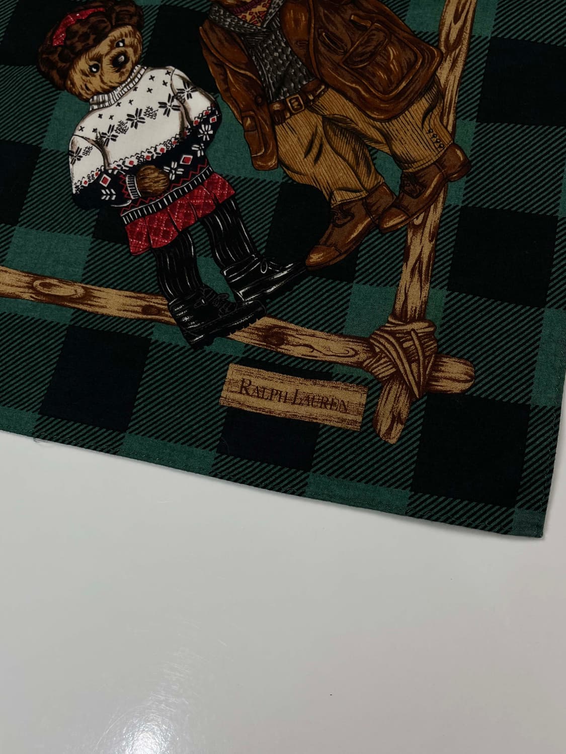 90's 폴로 랄프로렌 블랙와치 패밀리베어 스카프 상품이미지2