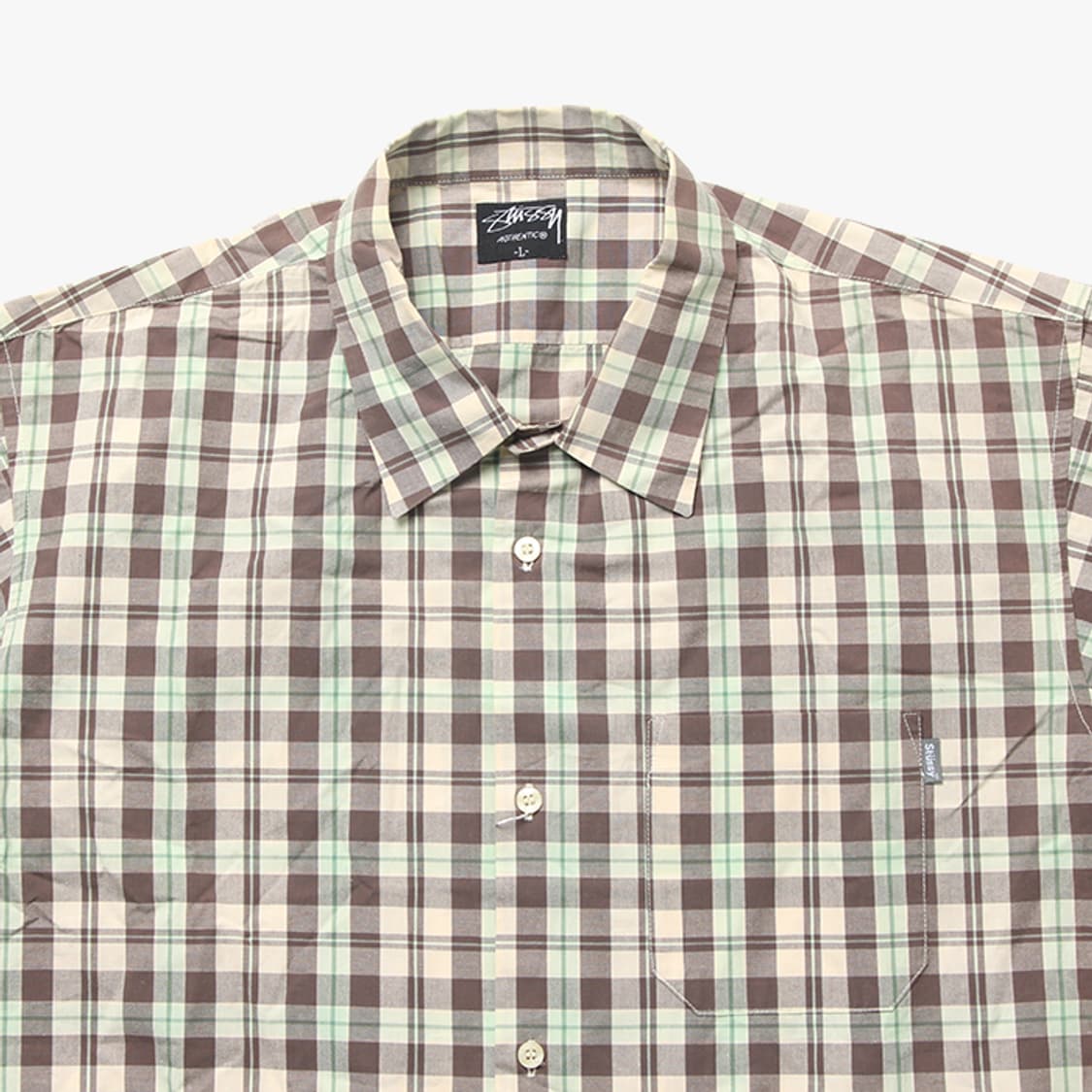  STUSSY "Beige Check Half Shirts" 상품이미지2