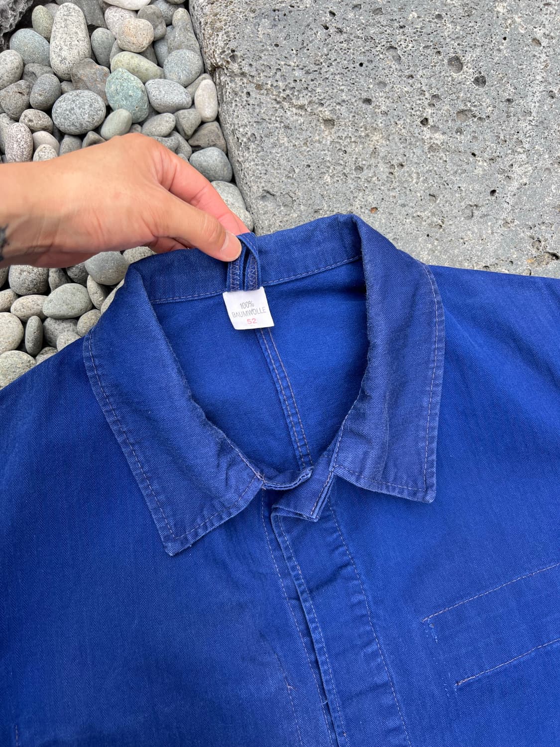 OLD VINTAGE FADED NAVY HBT 헤링본트윌 프렌치워크자켓 상품이미지7