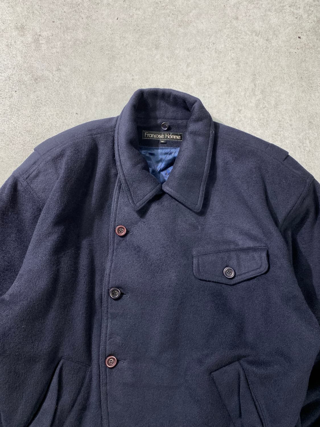 [M] 80s Fransoise Homme 아카이브 네이비 울 자켓 상품이미지2