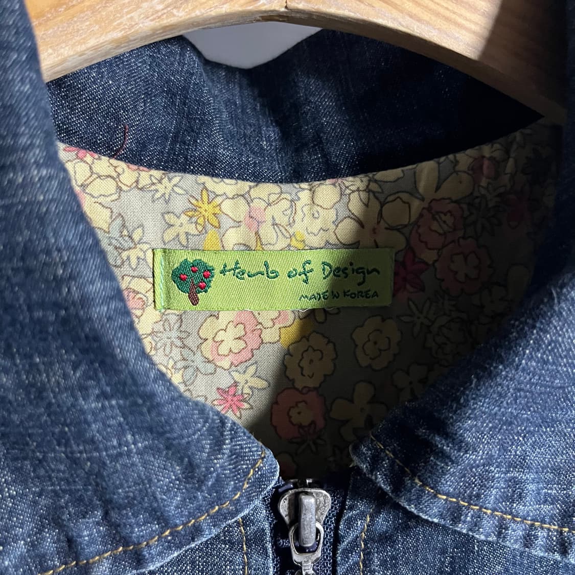 Vintage . 자수 데님 베스트 상품이미지5