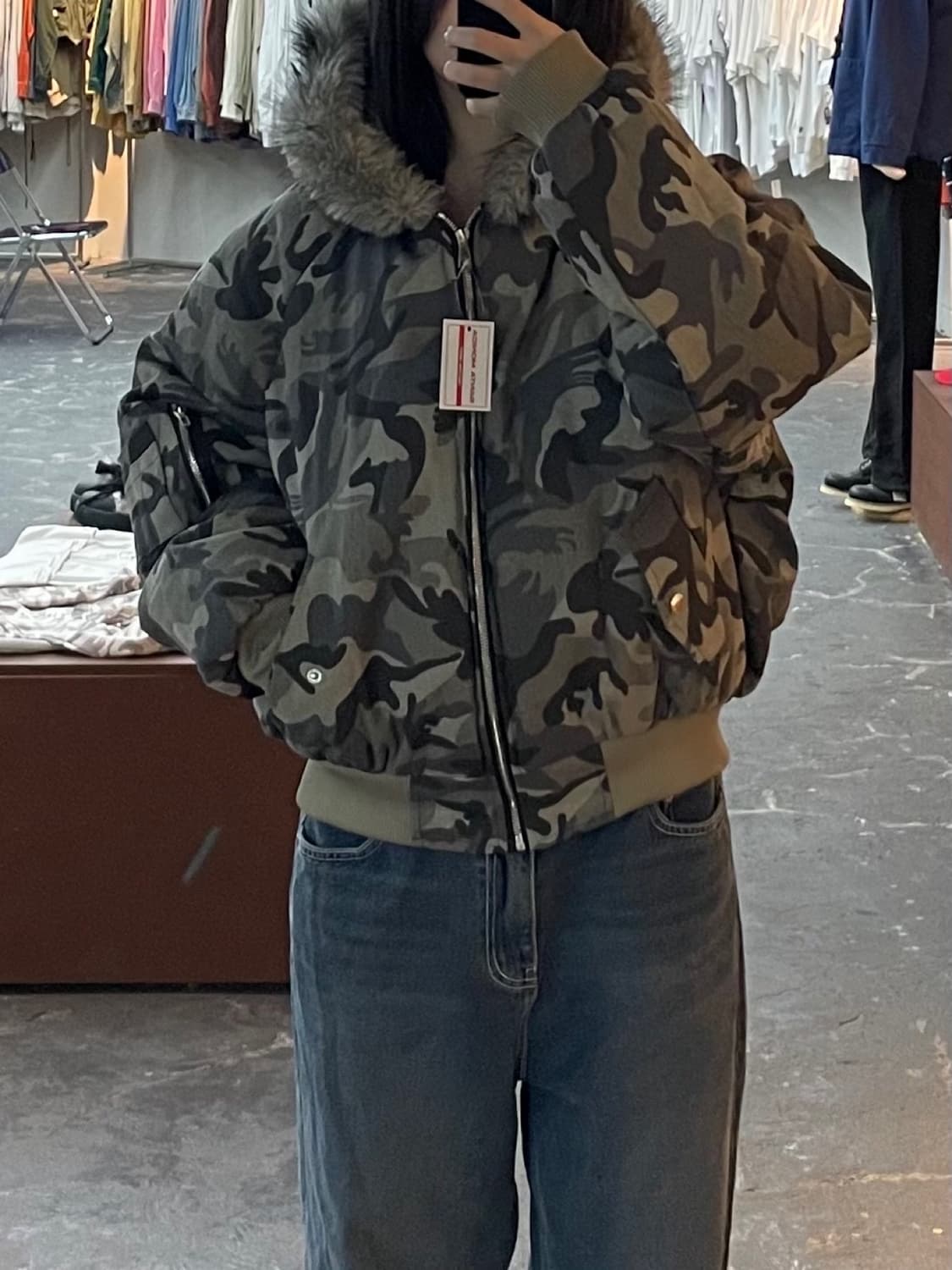 빈티지 카모 후드 퍼 패딩 H1380 상품이미지1