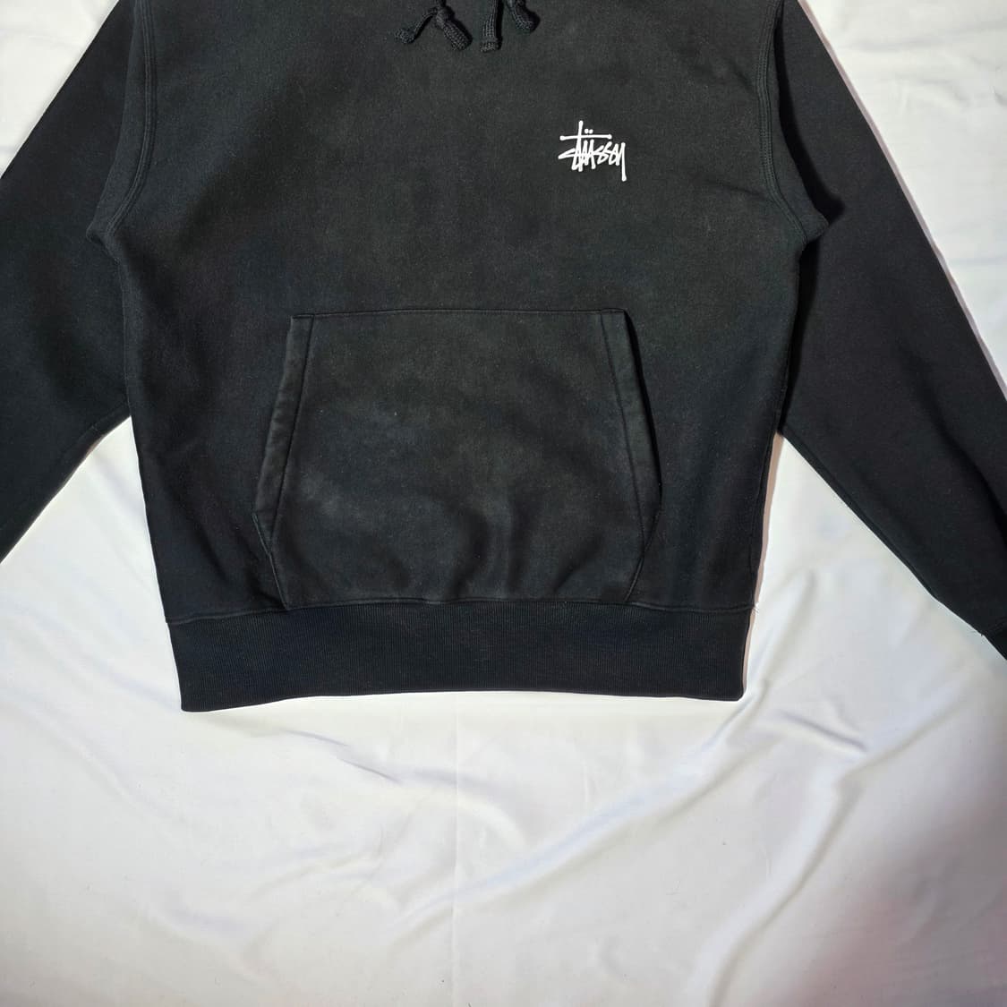 [S]스투시 베이직 로고 블랙 후드 상품이미지3