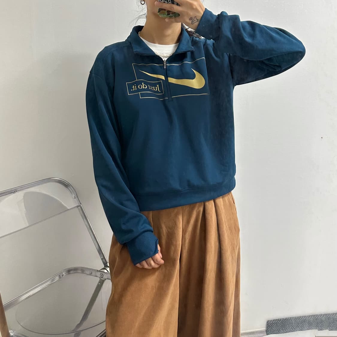 나이키 저스트두잇 스우시 반집업 져지 티 상품이미지2