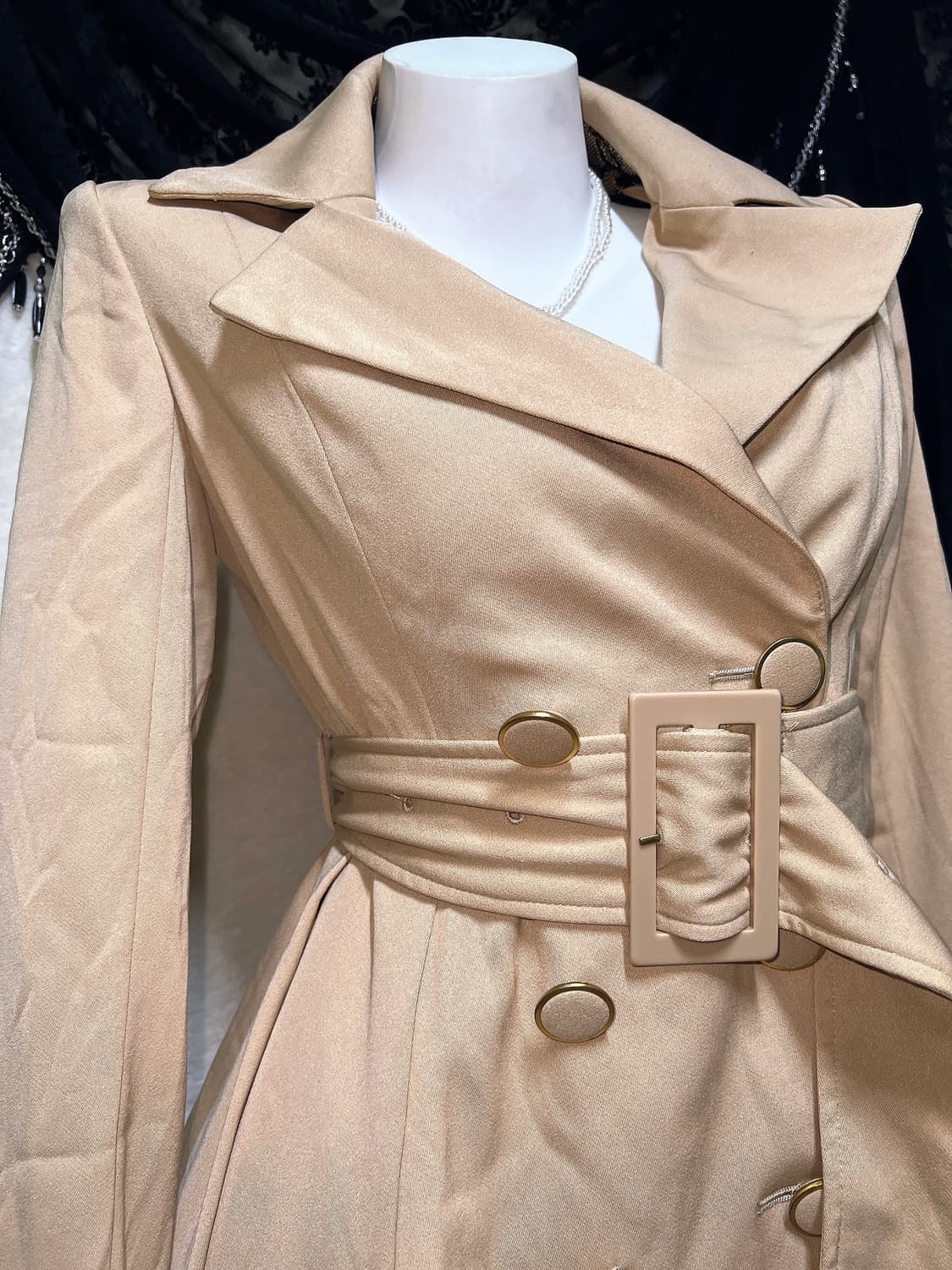 립서비스 로맨틱갸루 로걀 라떼 오네 모카베이지 벨트 트렌치코트 원피스 상품이미지8