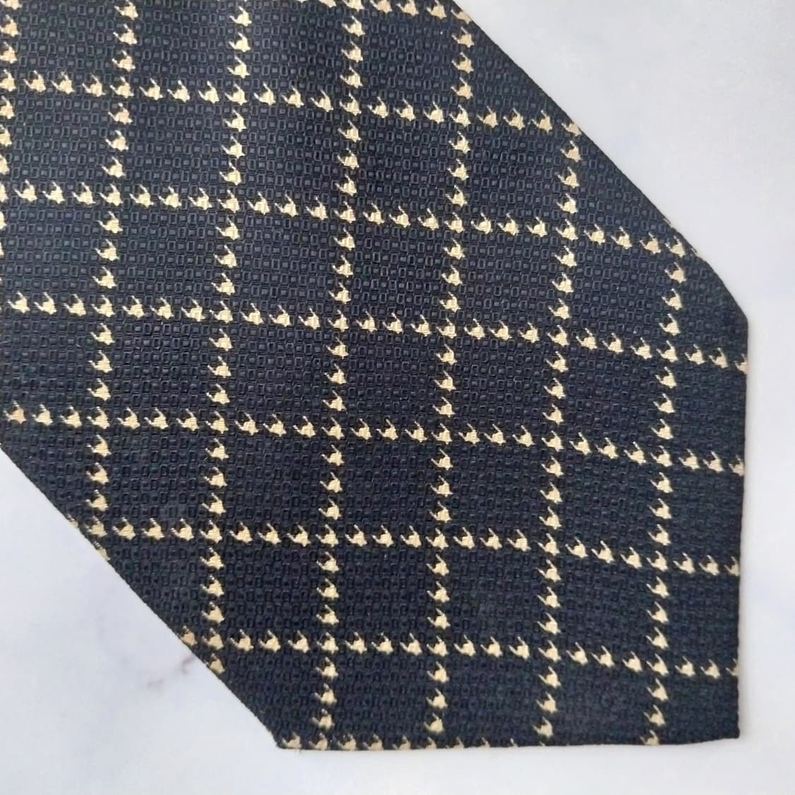 피에르 발망 실크 블랙 체크 패턴 넥타이 9.6cm A+등급 K1626
 상품이미지9