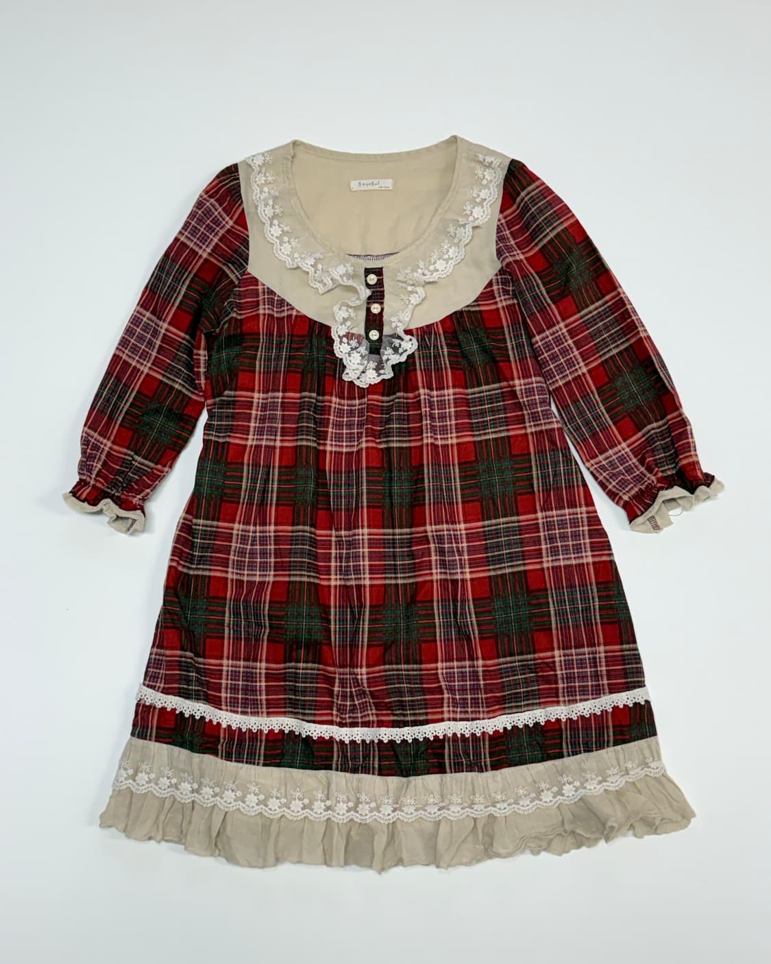 모리걸 레드 체크 원피스 상품이미지1