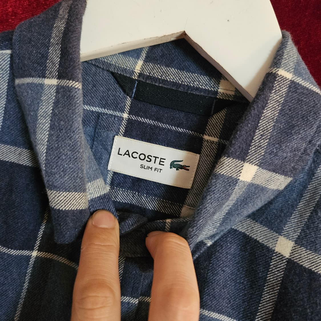 라코스테(Lacoste) 베이직 버튼다운 블루 체크 셔츠 95-100 상품이미지4