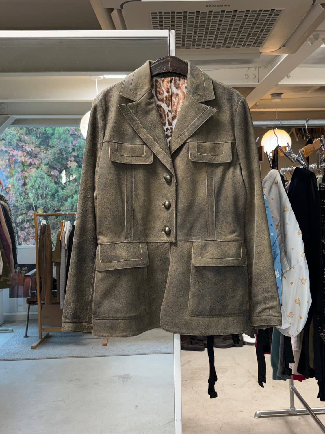 빈티지 페이크 레더 자켓 상품이미지1