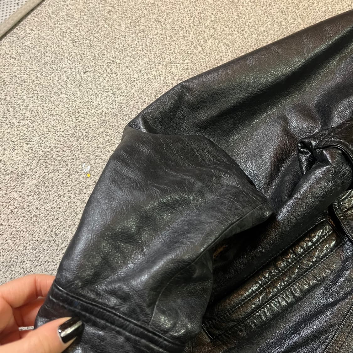 Vintage 빈티지 하이넥 소가죽 봄버자켓 상품이미지6