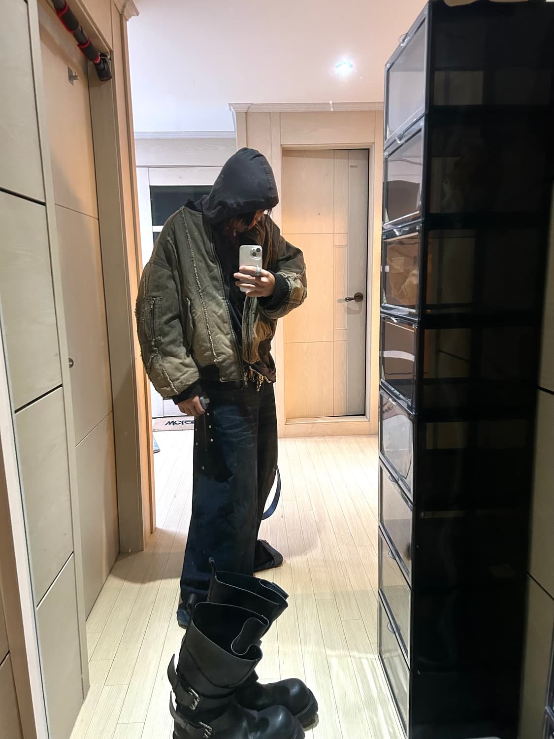 Bondage Detail Washed ma-1 bomber 상품이미지9
