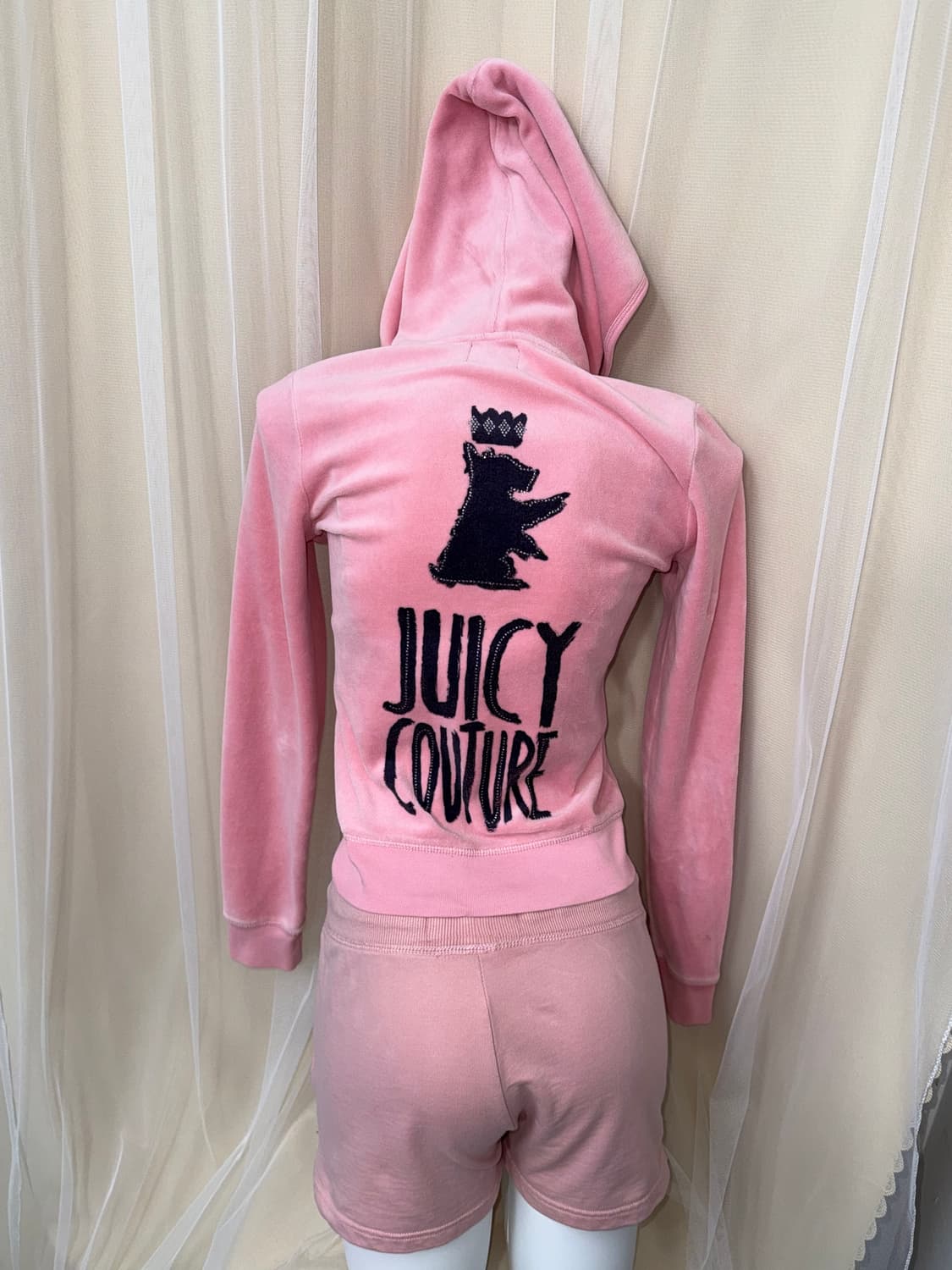 M Juicy Couture 벨벳 후드집업 딸기우유 핑크 상품이미지1