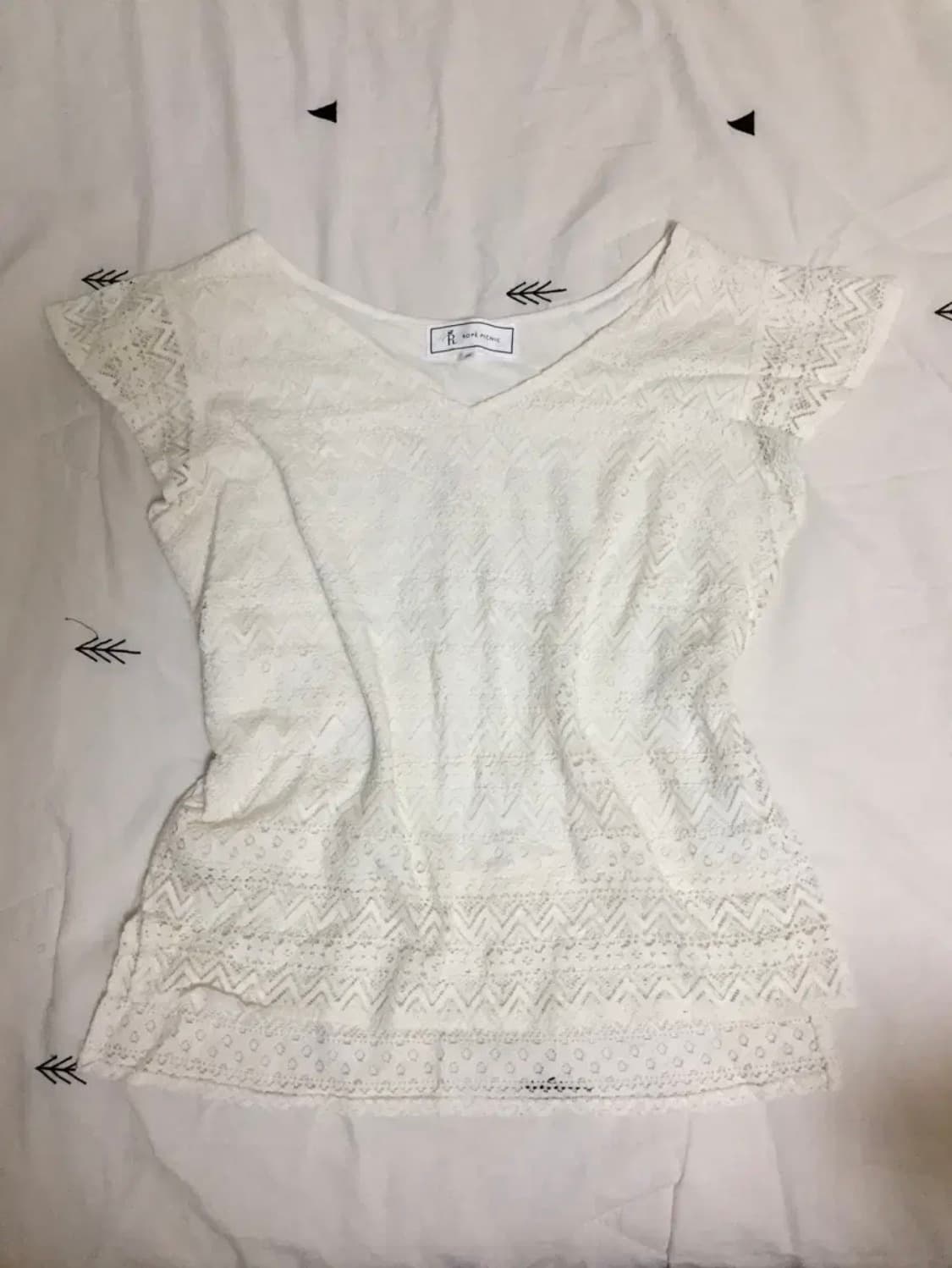 모리걸 하구미 레이스 반팔 블라우스 상품이미지1