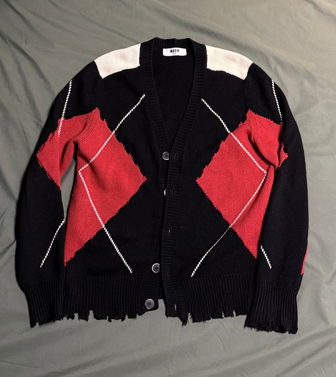 MSGM 디스트로이드 아가일 니트 가디건 상품이미지1