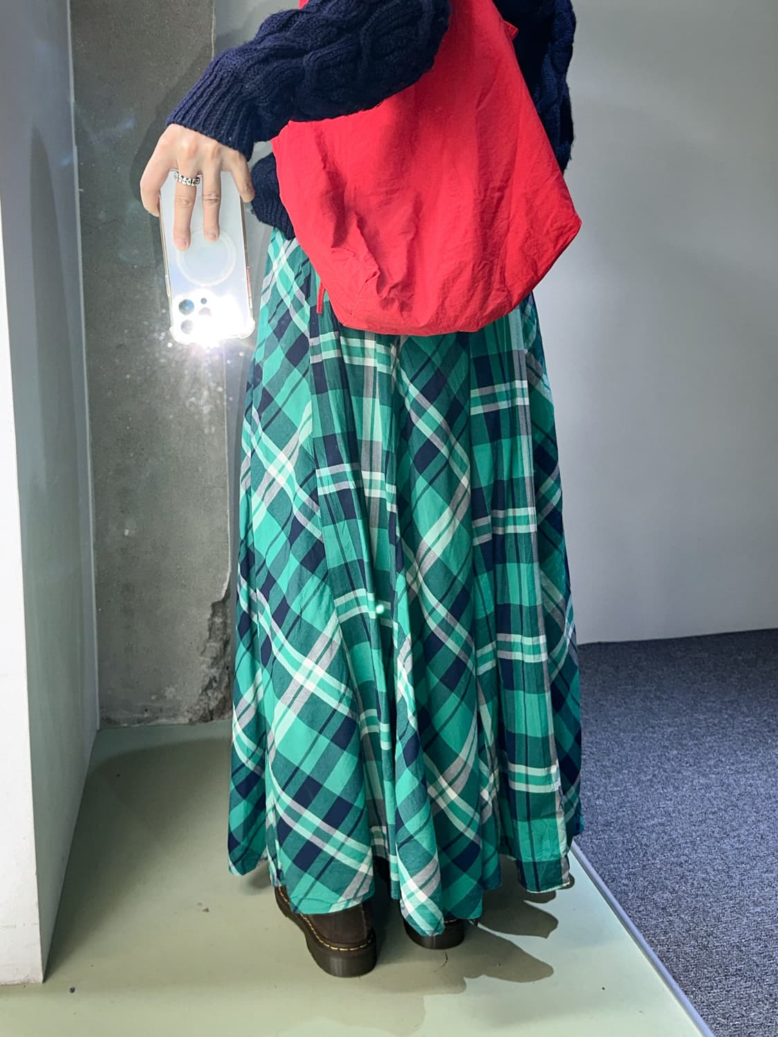 green check maxi skirt 상품이미지4