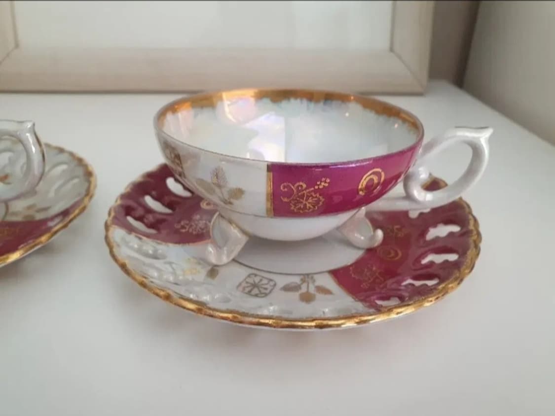 골든애프리콧  빈티지 삼발이 찻잔세트 상품이미지5