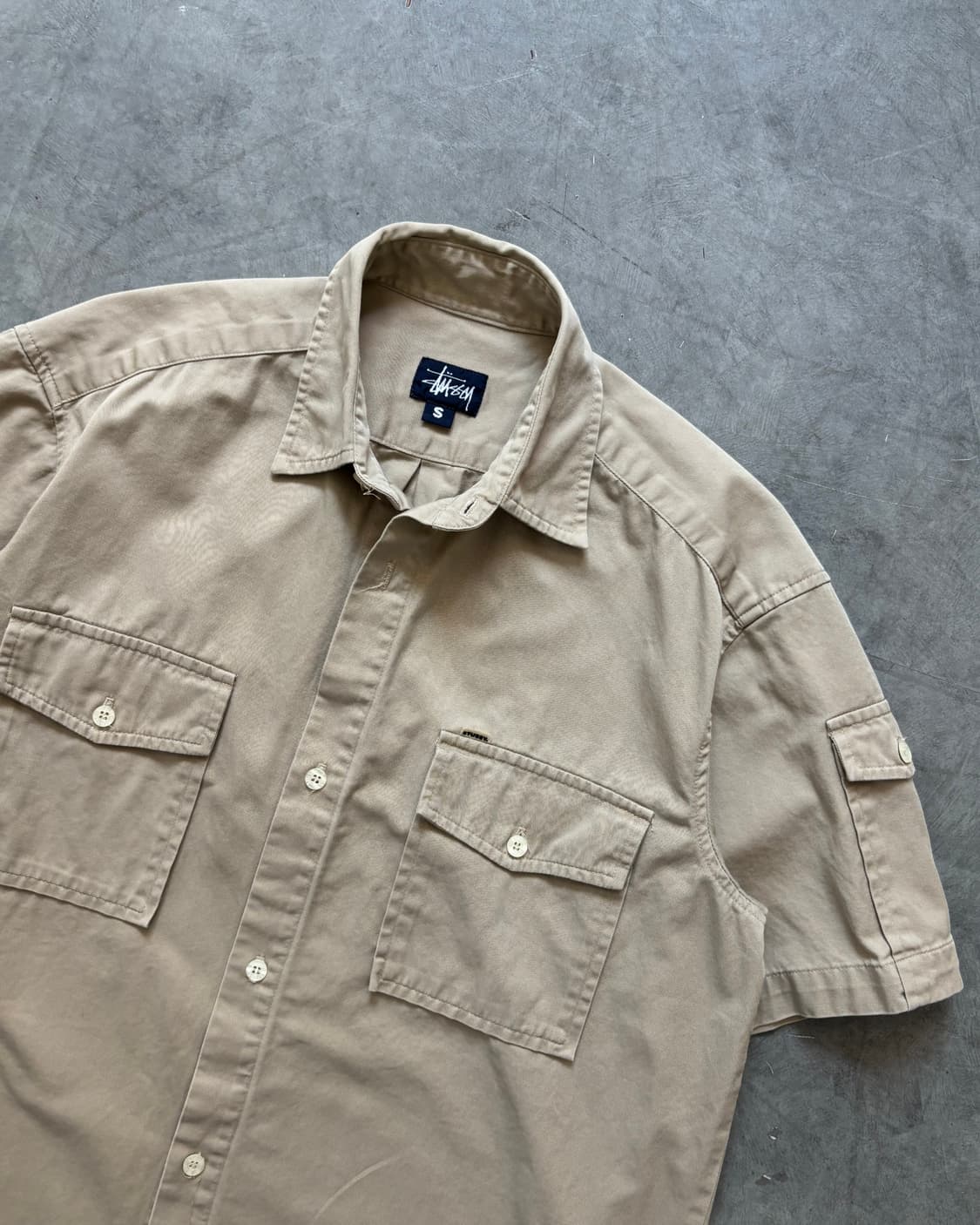 Stussy 스투시 90’s 베이지 반팔 셔츠 상품이미지2
