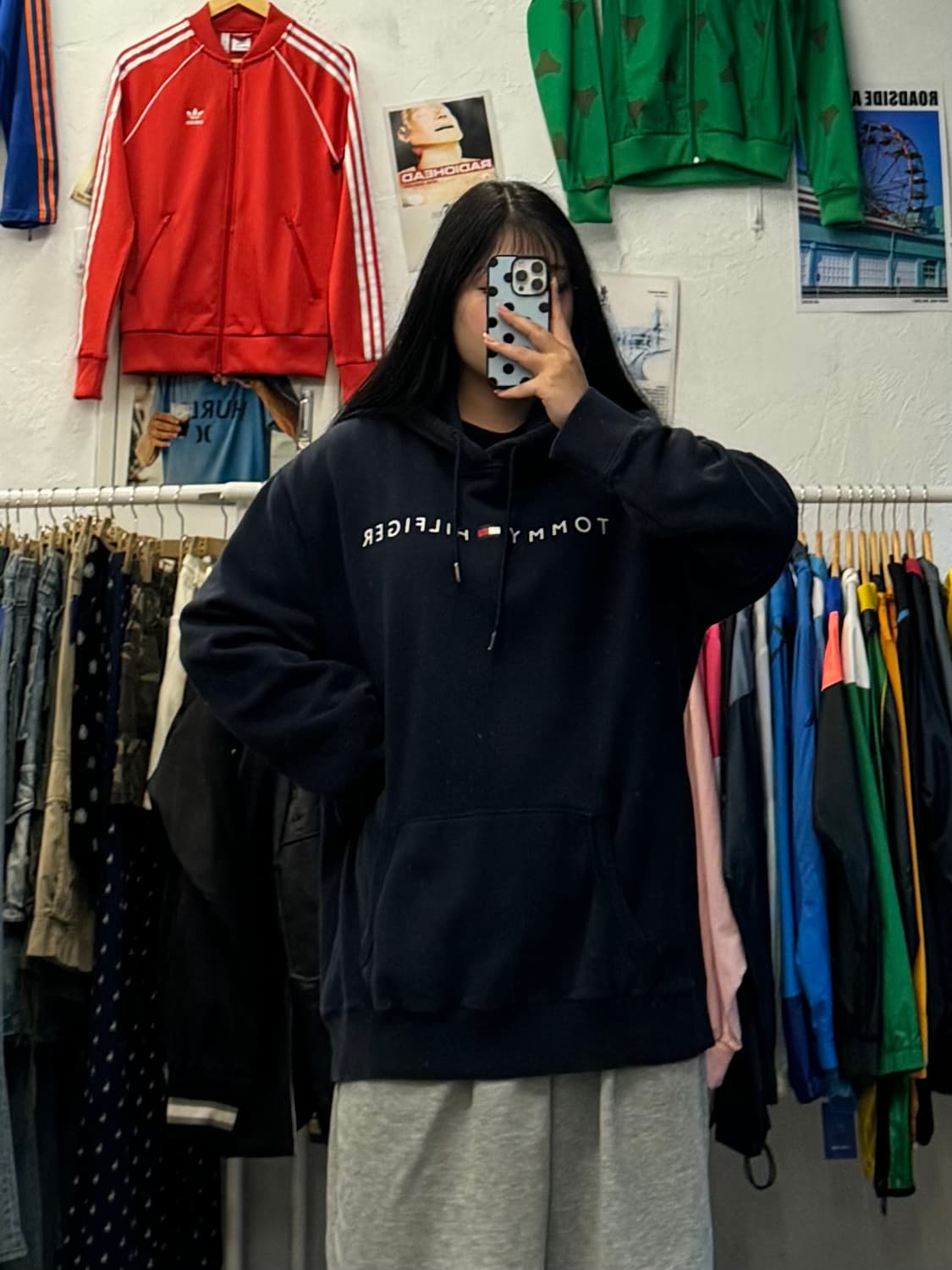 타미 힐피거 로고 프린팅 네이비 후드티 XXL 상품이미지1