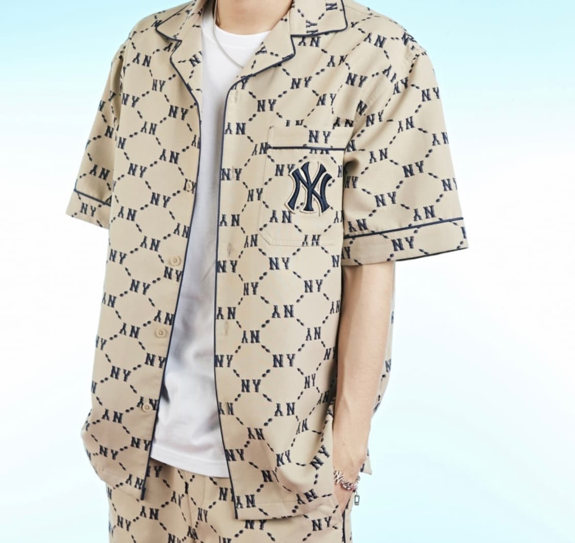 엠엘비　다이아 모노그램 코튼 자카드 반팔 셔츠 NY  상품이미지1