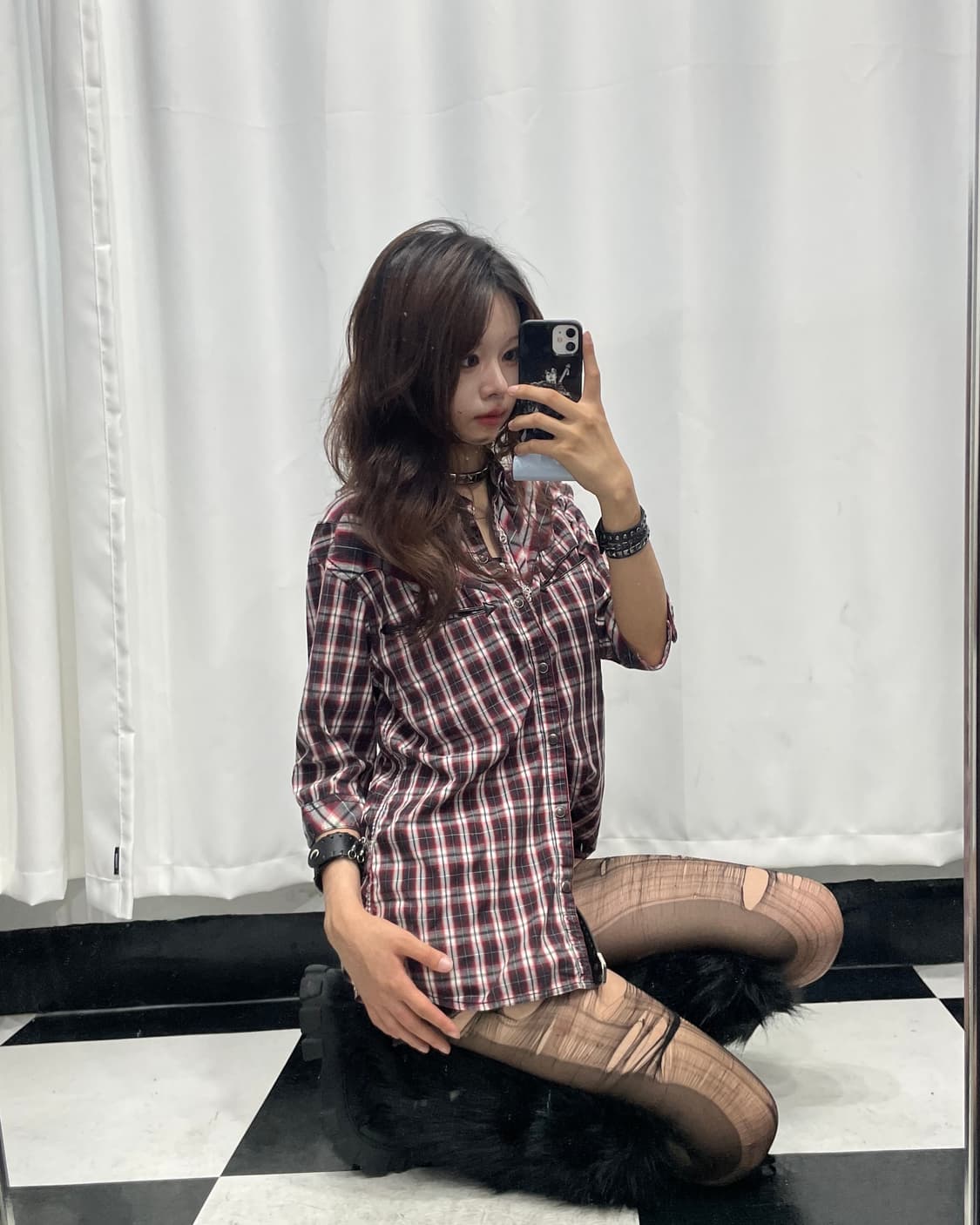 🎸웨스턴 스타일 체크 숏슬리브 셔츠🎸 상품이미지1