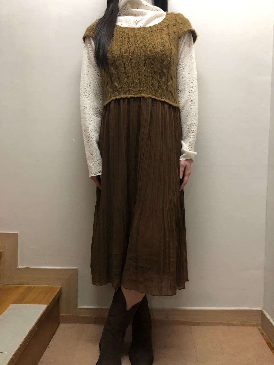 빈티지 브라운 니트 원피스 상품이미지1