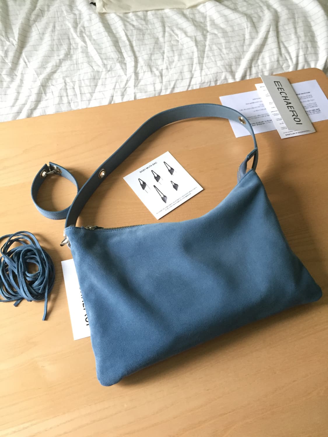 MESCOLATO BABY MUTA BAG DUSTY BLUE SUEDE 상품이미지1