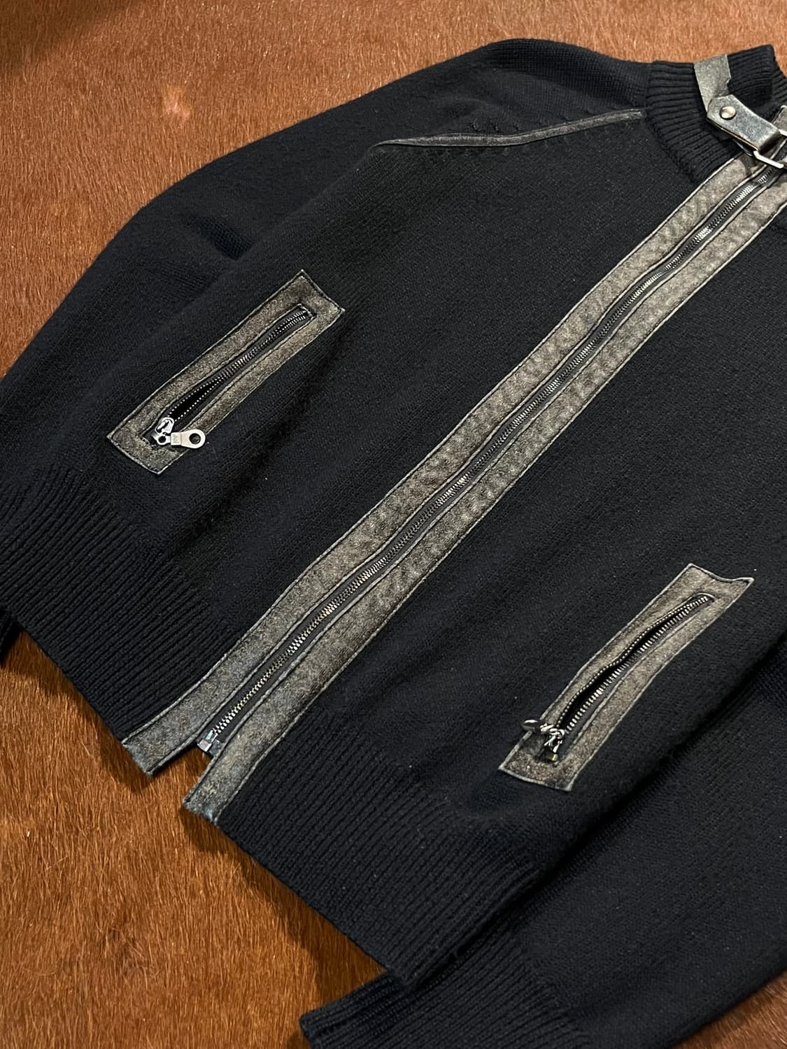 빈티지 버클 하이넥 니트 집업 상품이미지7