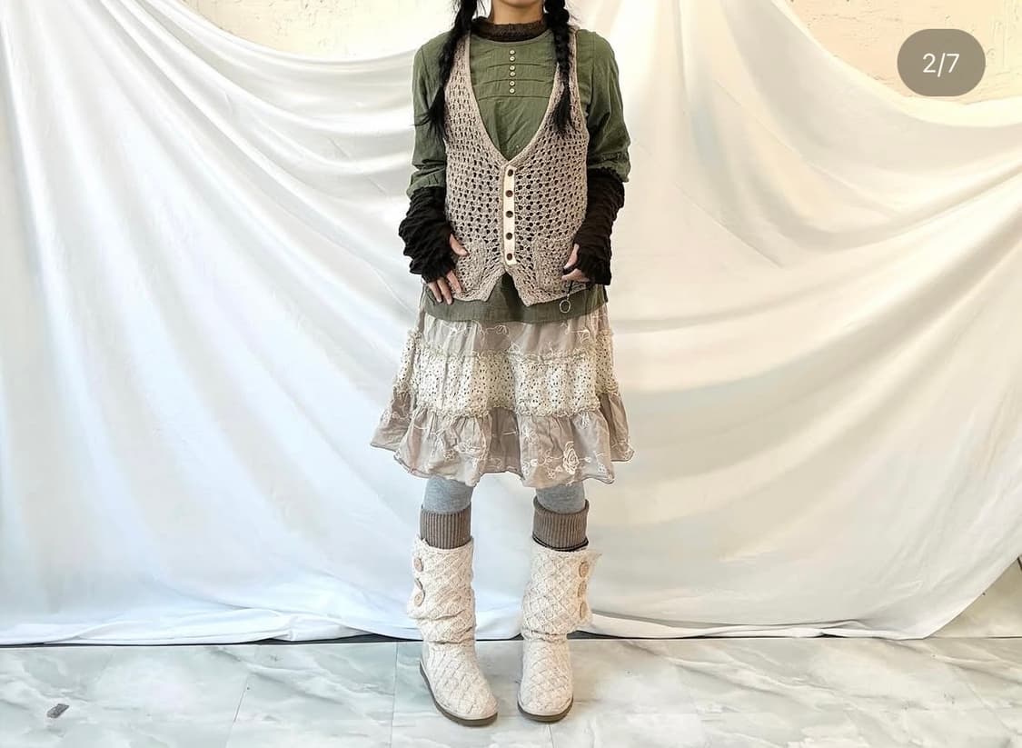 히피7부탑, 패턴베스트, 크로쉐베스트, 캉캉스커트 상품이미지2