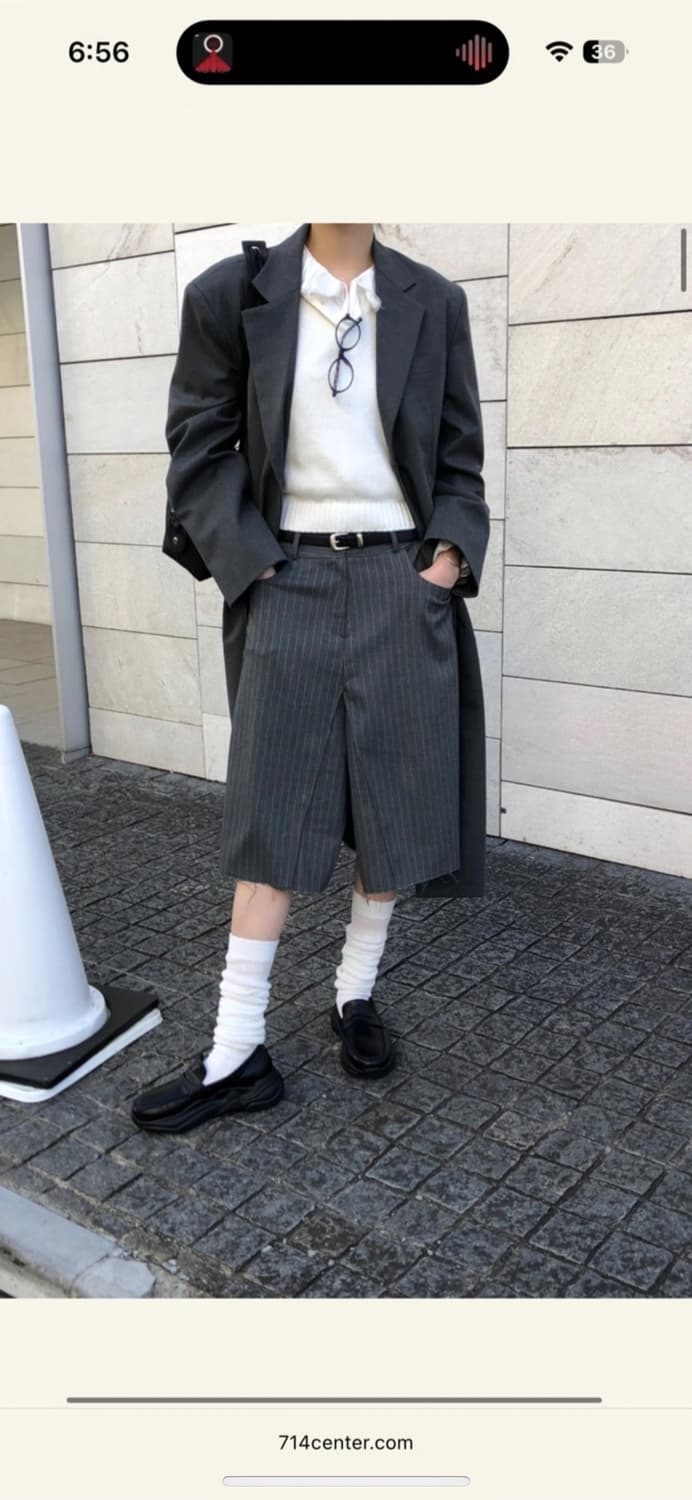 714센터 LIMI PANTS SKIRT 그레이 스트라이프 치마 상품이미지1