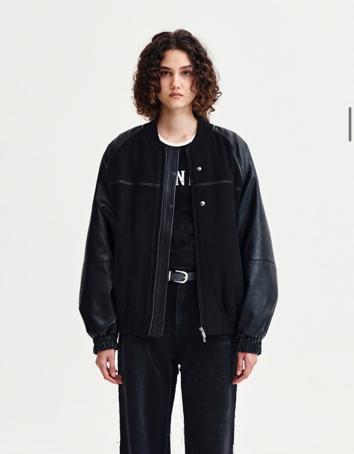 마뗑킴 스터드 포인트 폭스 레더 점퍼 상품이미지5