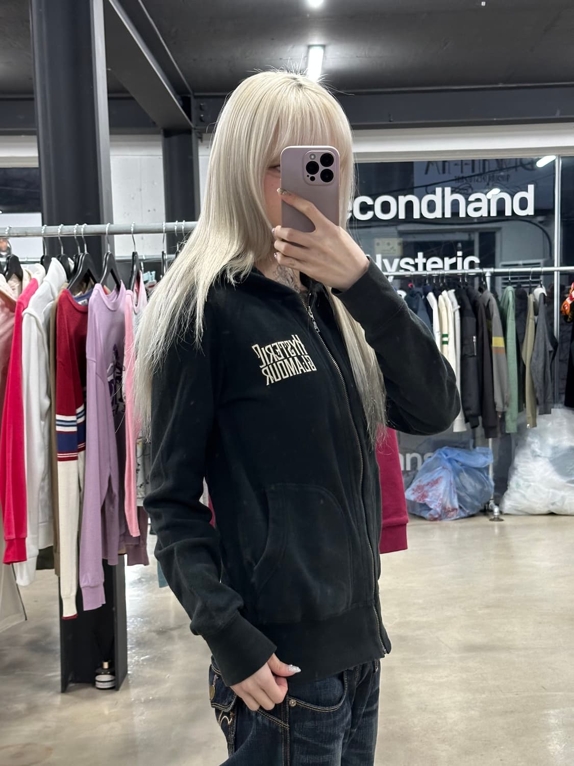 히스테릭 글래머 백프린팅 후드 집업 상품이미지2