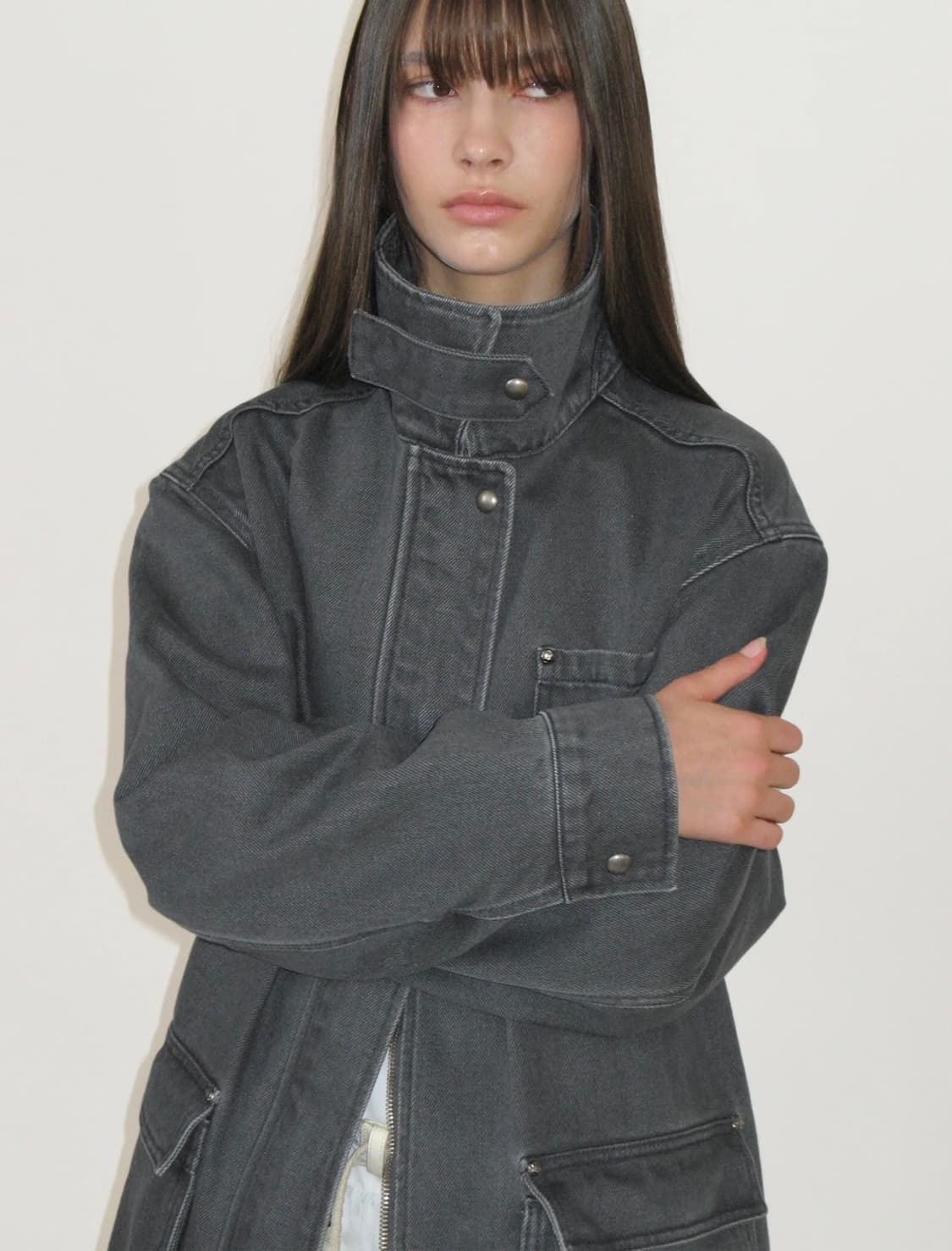 썬번프로젝트 오버사이즈드 워크 자켓 차콜  상품이미지2