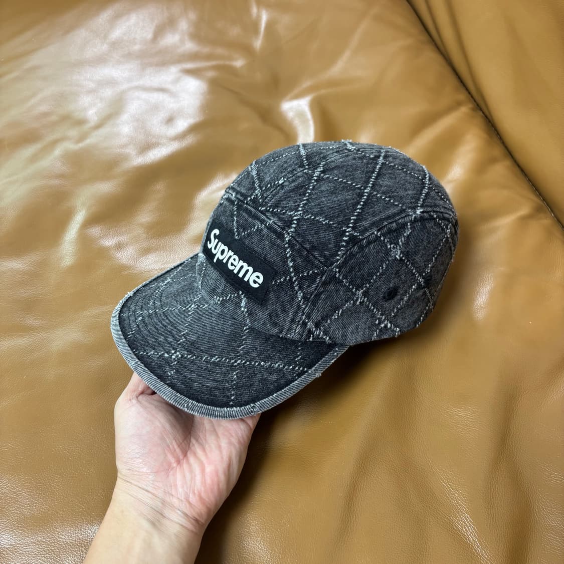 Supreme 슈프림 펀치드 데님 블랙 캠프캡 모자 Denim Black 상품이미지5