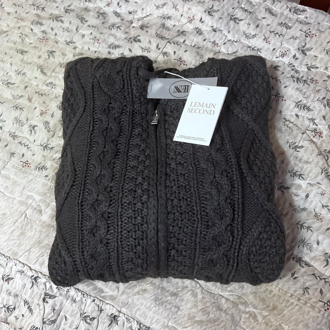 [M] 2WAY_아란 워셔블 오버핏 케이블 후드 집업 니트 상품이미지4